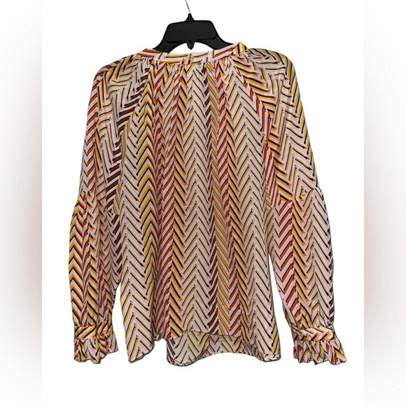 Marie Oliver Cerci Blouse Size Medium Silk Long Sleeve Tie Neck Relaxed Fit - Picture 2 of 5